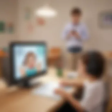 Child interacting with a virtual quiz on LabLittles platform