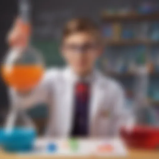 Young scientist conducting a colorful chemistry experiment