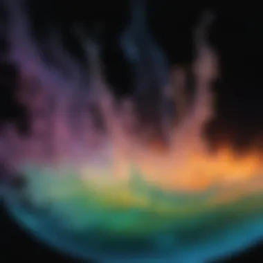 A close-up of a glowing substance reacting to light