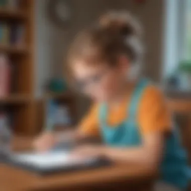 Child engaging with a science quiz on a tablet