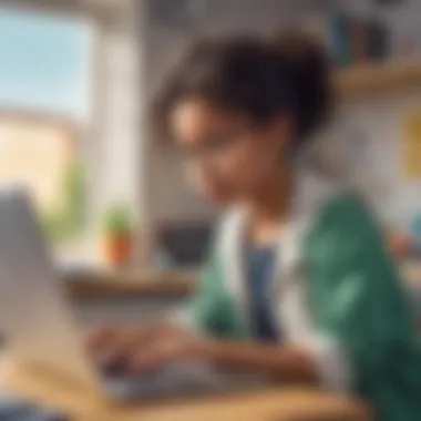 Young scientist exploring educational resources on a laptop