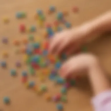 Preschooler playing with counting beads