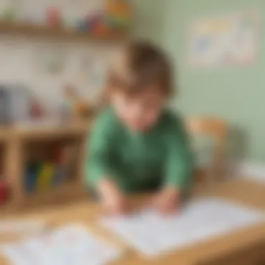 Preschooler engaging in a math-themed scavenger hunt