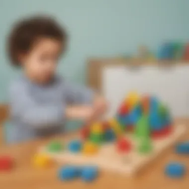 Preschooler sorting shapes during a math game