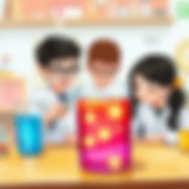 Children engaged in a scientific experiment with layered liquids