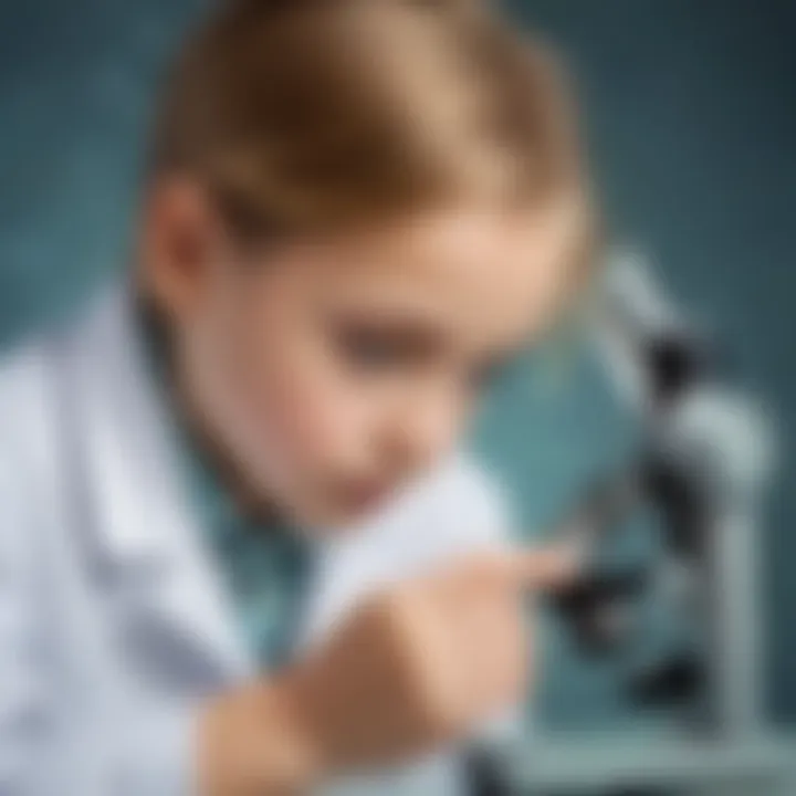 Child examining microscope slide