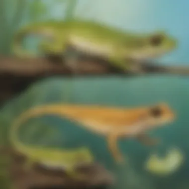 Illustration of tadpole development into a frog