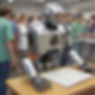 Robots Showcased at Science Fair A line-following robot participating in a science fair