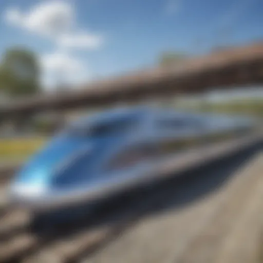 Magnetic levitation train gliding above the tracks