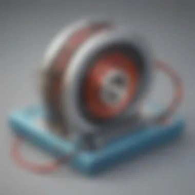 Electromagnet: The Coil and Its Power Source An illustration showing an electromagnet with wires coiled around a metal core, connected to a battery.