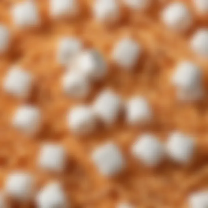 Close-up of marshmallows and spaghetti used in a challenge