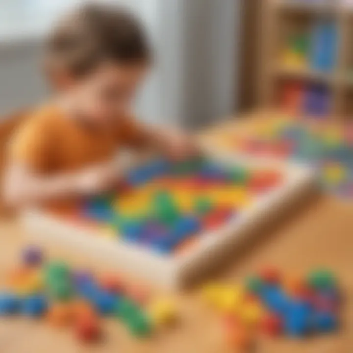 Preschooler Sorting Colorful Math Manipulatives