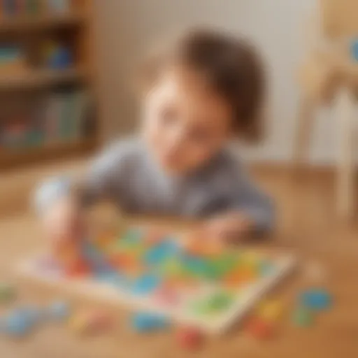 Preschooler Engaging in Math Puzzle Activity