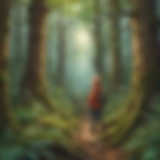 Young child exploring nature in a forest