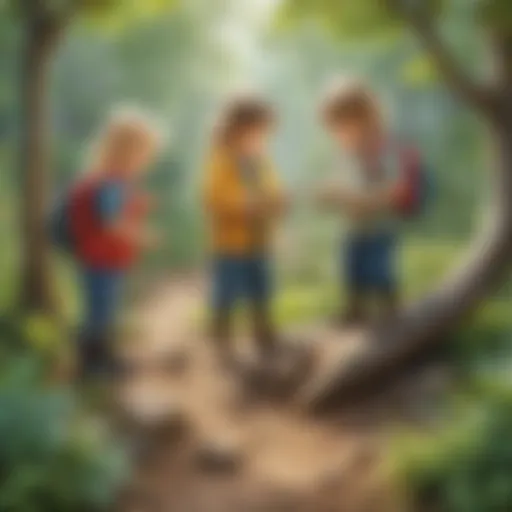 Preschoolers engaging in outdoor nature exploration