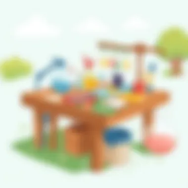 A well-designed outdoor sensory table with various scientific tools and resources