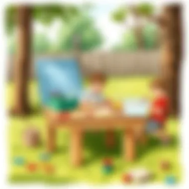 An educational setup showcasing the benefits of using sensory tables in outdoor environments