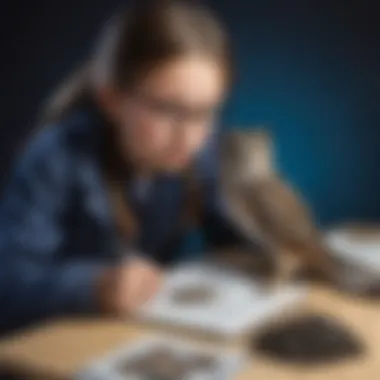 Young Scientist Engaged in Online Owl Pellet Dissection