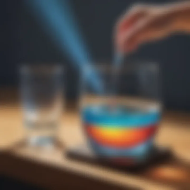 Illustration of a light refraction experiment in action