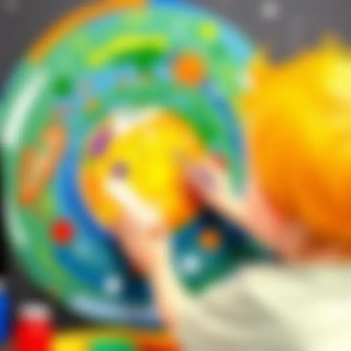 Creative Planet Painting Child painting a planet with vibrant colors