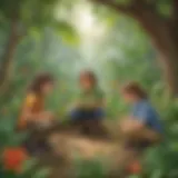 Children exploring plant life in Earth Day activity