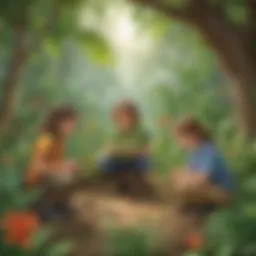 Children exploring plant life in Earth Day activity