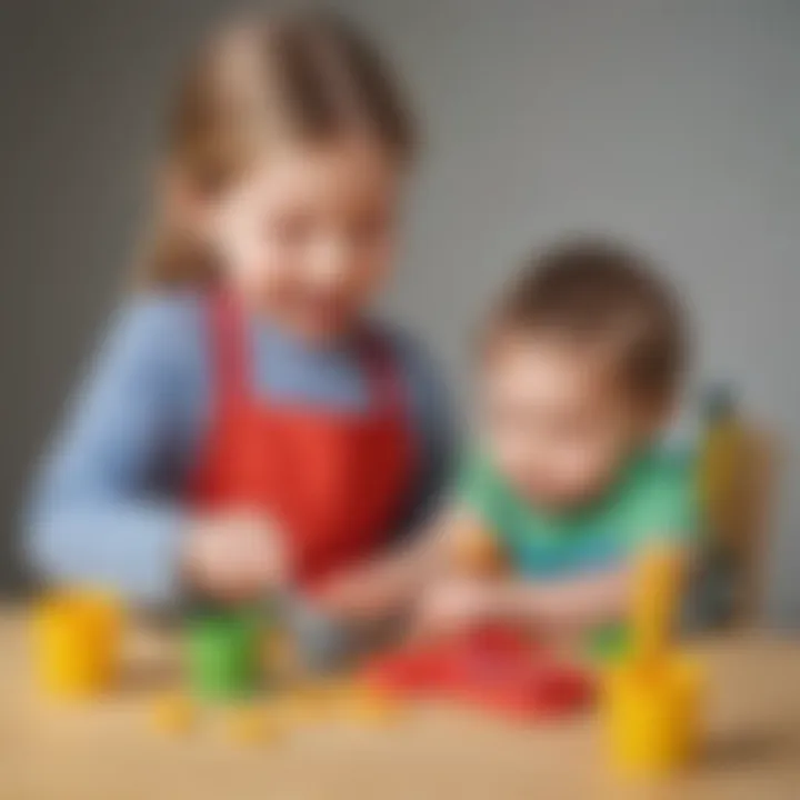 A child joyfully using a Play-Doh cutter with a spring mechanism.