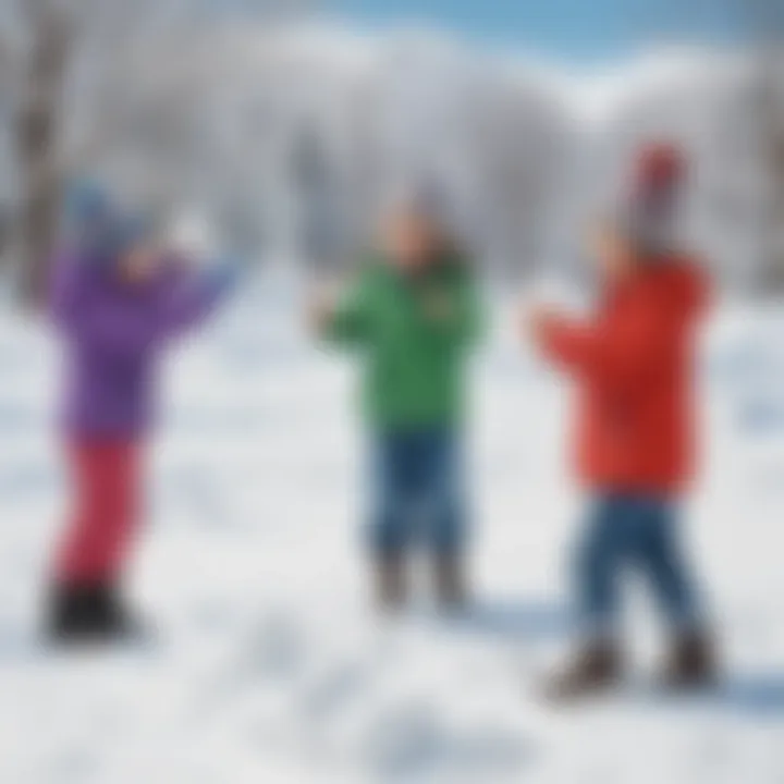 Children engaging in a snowball target toss game