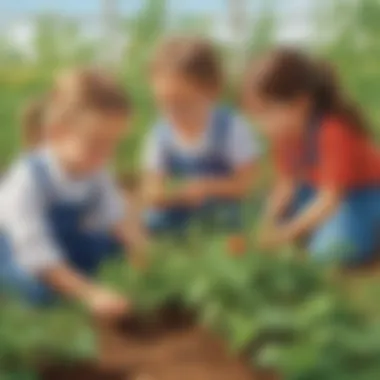 Children observing plant growth