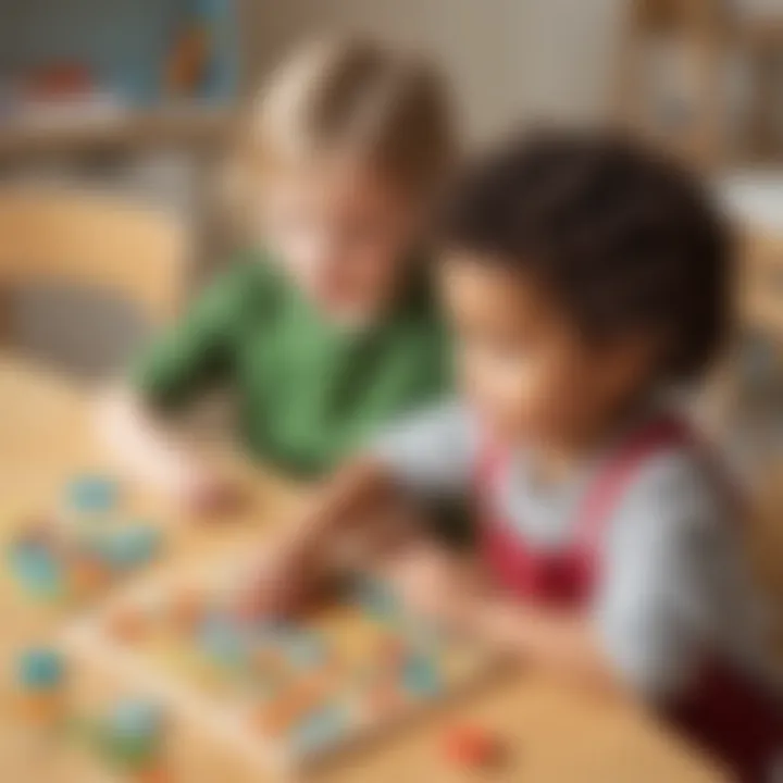 Preschooler solving puzzles in a math activity