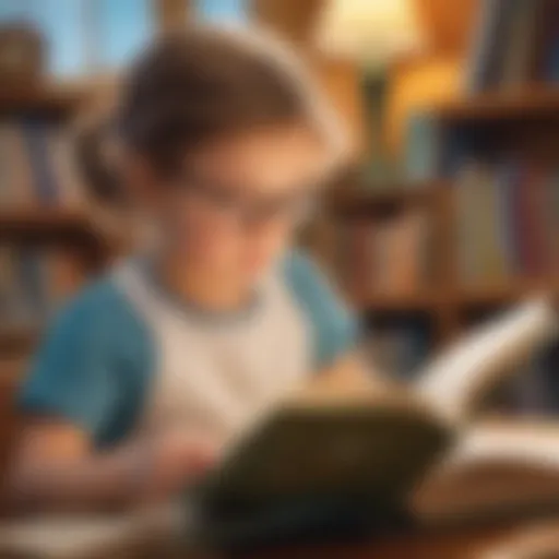 A young child engrossed in reading a science-themed early reader book