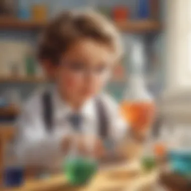 Curious Minds at Work Illustration depicting a child conducting a science experiment