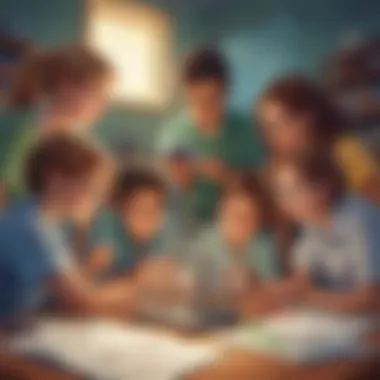Collaborative Exploration Illustration showing a group of kids collaborating on a science project