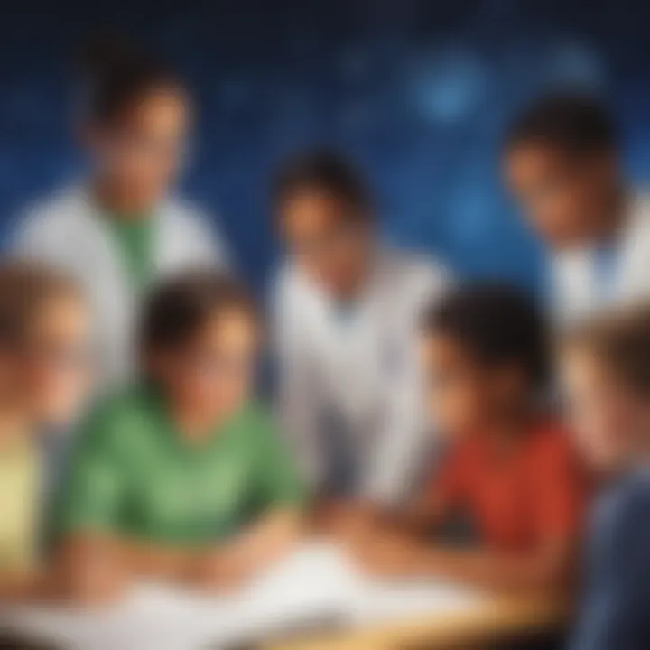 Group of diverse children discussing scientific concepts