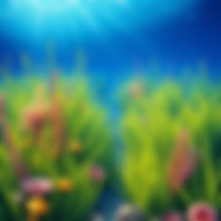 Vibrant seagrass beds flourishing in clear blue waters