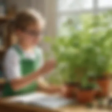 Kid exploring plant growth in a DIY botanical experiment