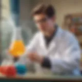 Young scientist conducting a chemical reaction experiment