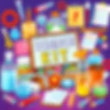 A vibrant science kit filled with colorful materials and tools