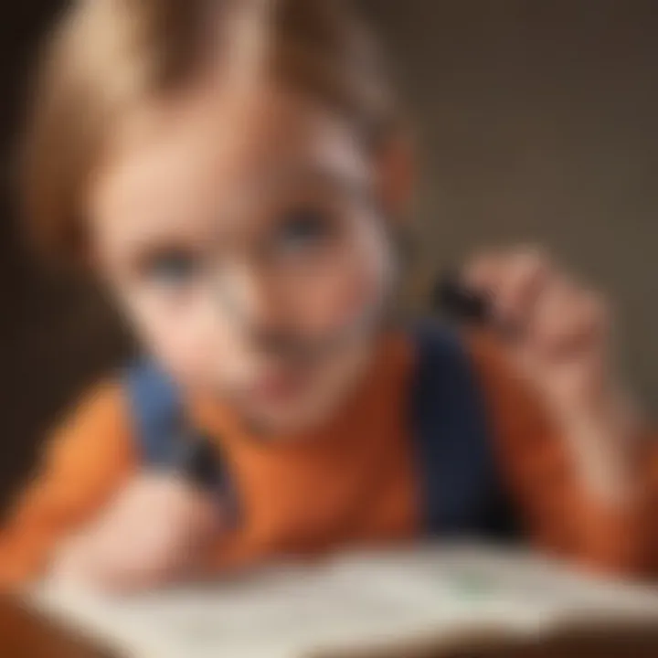 Inquisitive 6-year-old inspecting a magnifying glass science tool