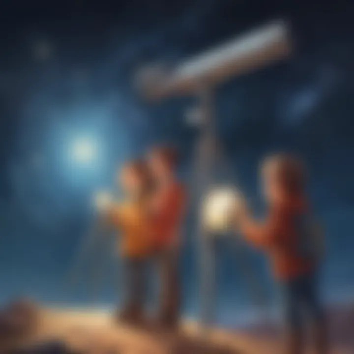 Children gazing at the stars with a telescope during a space-themed activity