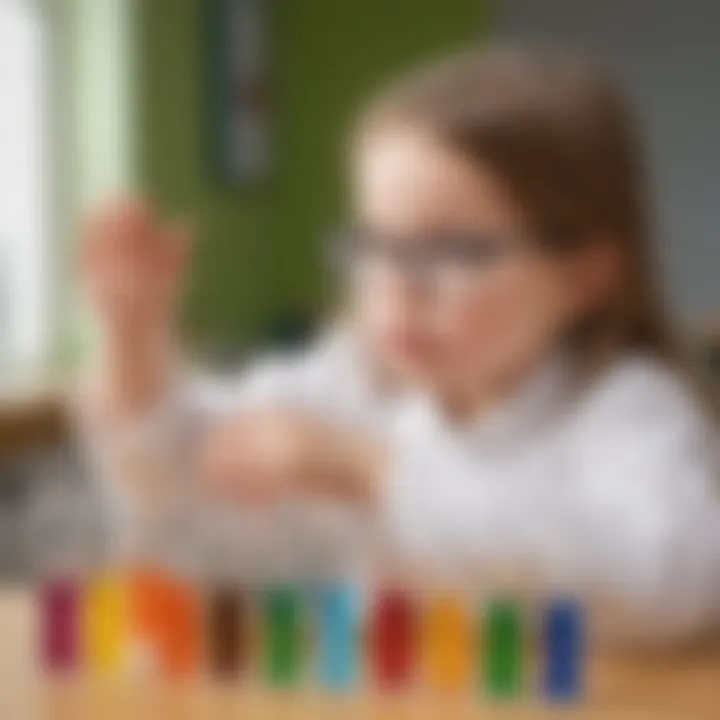 Preschooler conducting simple experiments with test tubes