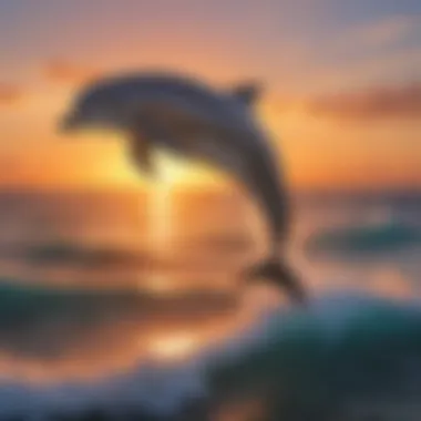 Dolphin: The Acrobatic Marvel of the Sea A sleek dolphin leaping out of the water against a sunset backdrop
