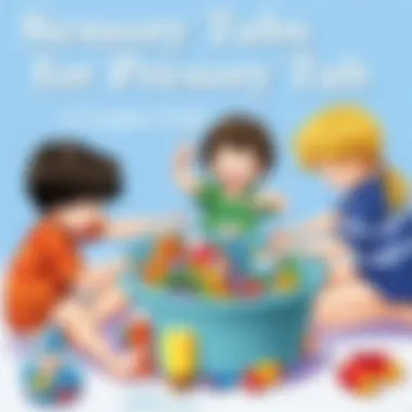 Children playing creatively with sensory tub contents