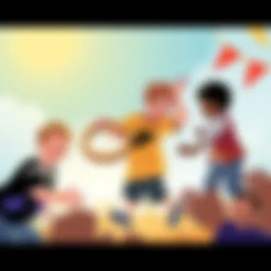 Children Engaging in Ring Toss Children engaging in a ring toss game, showcasing joy and teamwork