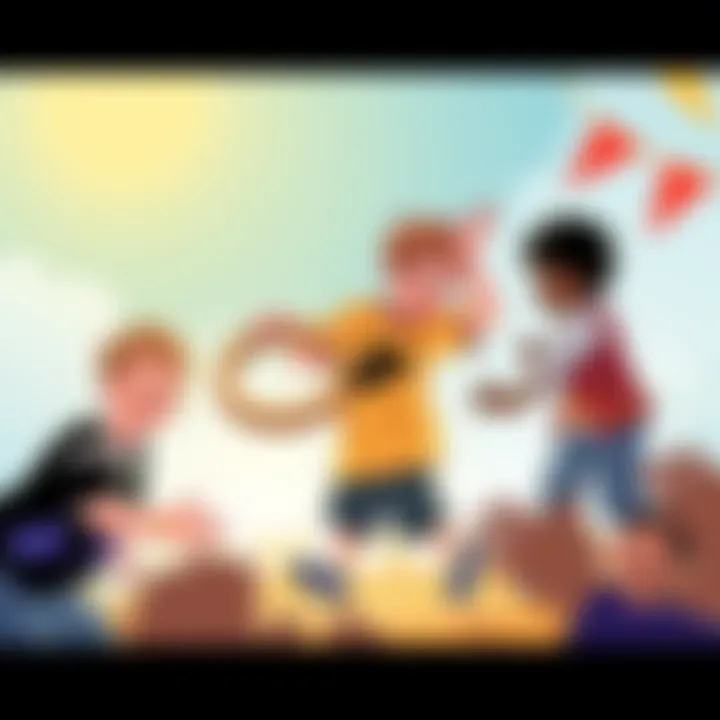 Children Engaging in Ring Toss Children engaging in a ring toss game, showcasing joy and teamwork