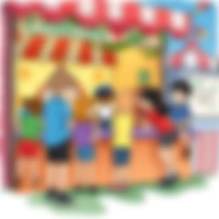 Group Collaborating at Carnival Booth Group of children collaborating at a carnival booth, enhancing social skills