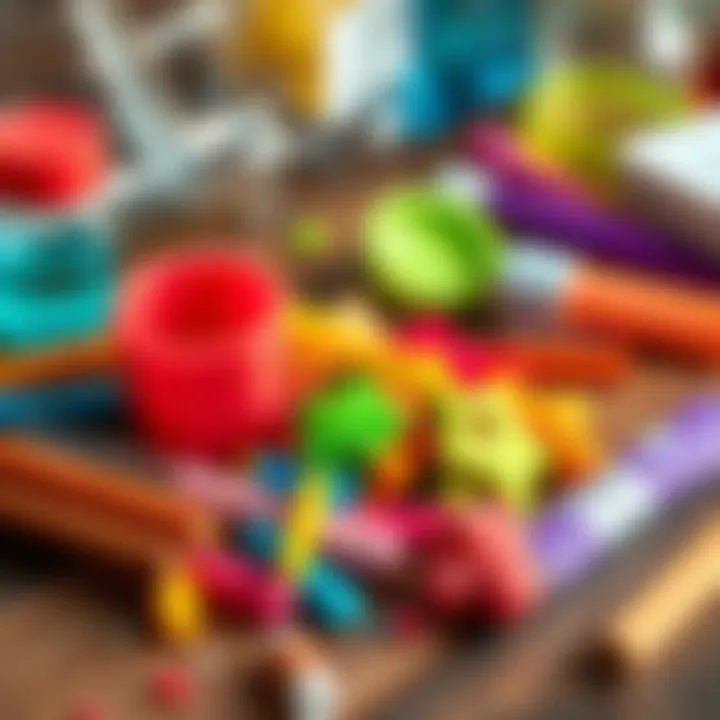 Colorful Experiment Materials A close-up of colorful materials used for a science experiment on a table