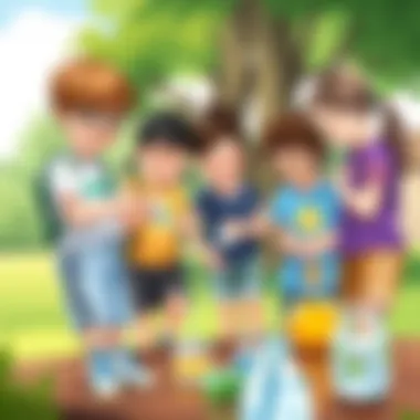 Exploring Outdoor Science A group of kids engaged in an outdoor science experiment with water and objects