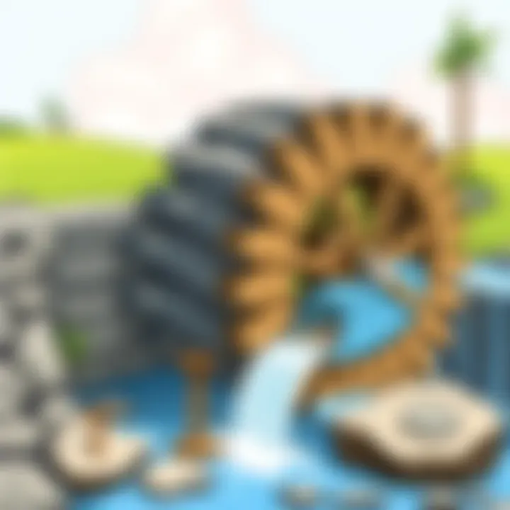 Simple water wheel illustrating hydro energy