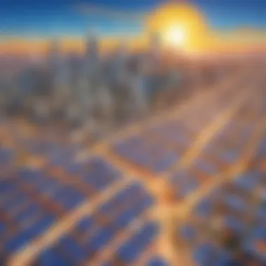 A city skyline powered by solar energy